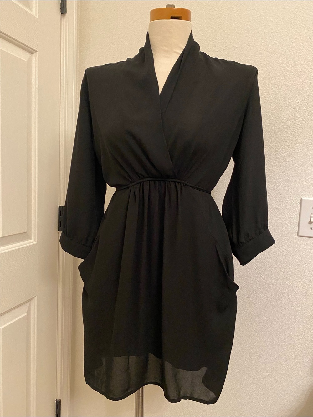 Collective Concepts Black Dress with Tie Waist